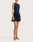 Faithfull the Brand Monique Mini Dress in Navy Blue