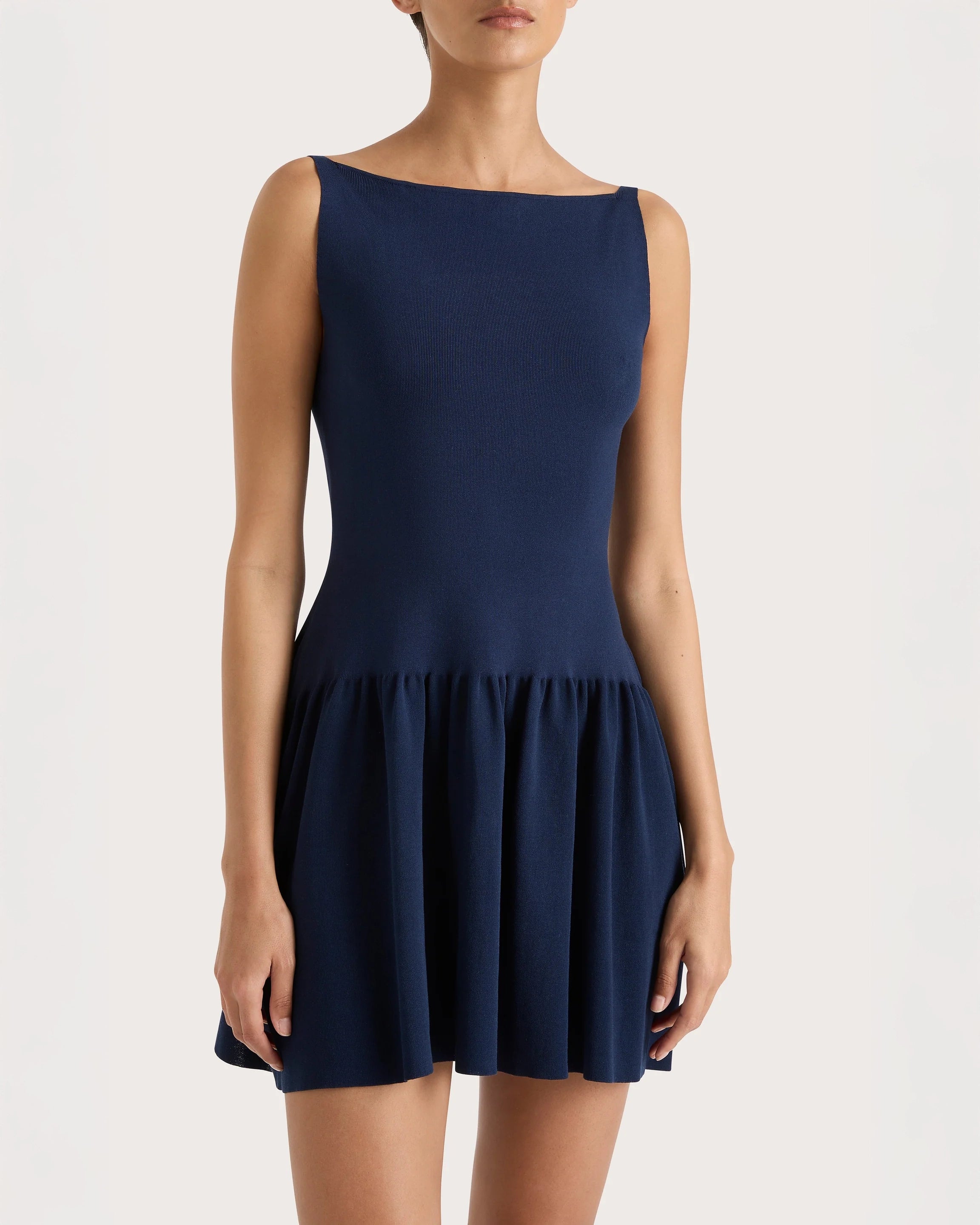 Faithfull the Brand Monique Mini Dress in Navy Blue