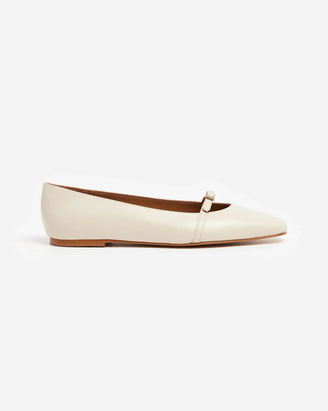 Flattered Morgan Leather Ballet Flats in Vanilla