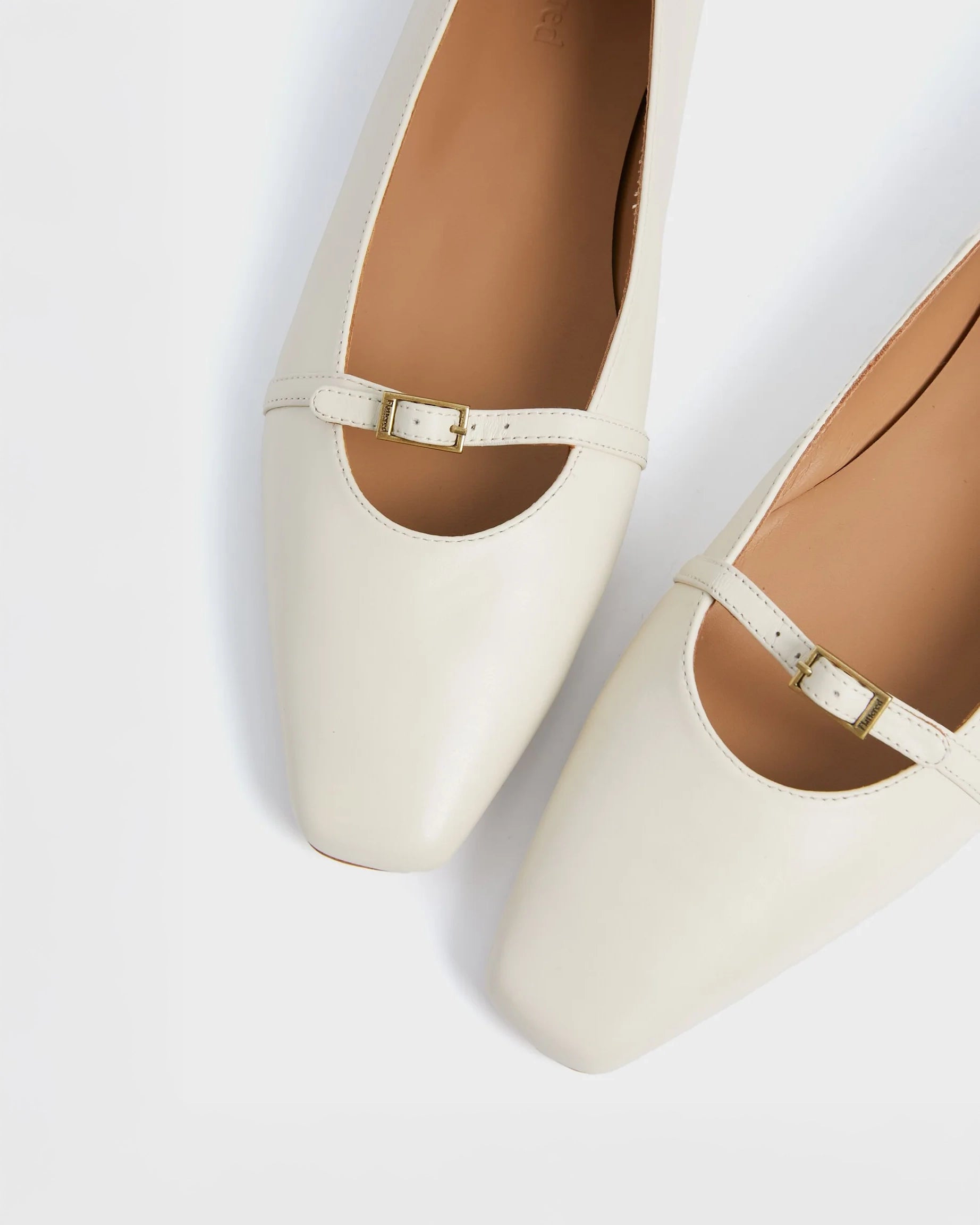 Flattered Morgan Leather Ballet Flats in Vanilla