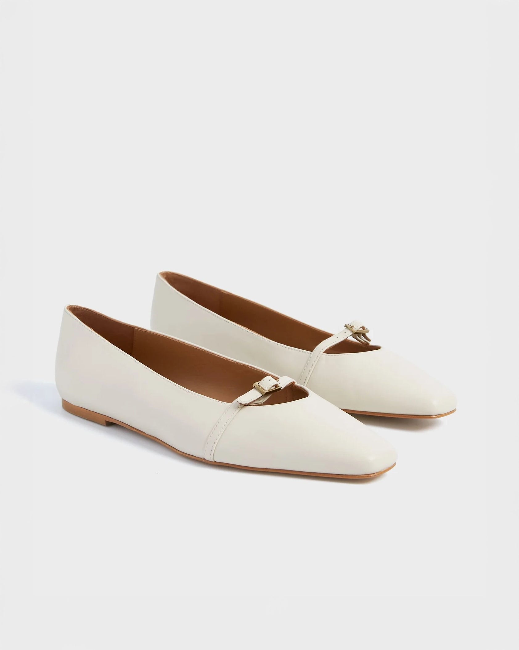 Flattered Morgan Leather Ballet Flats in Vanilla