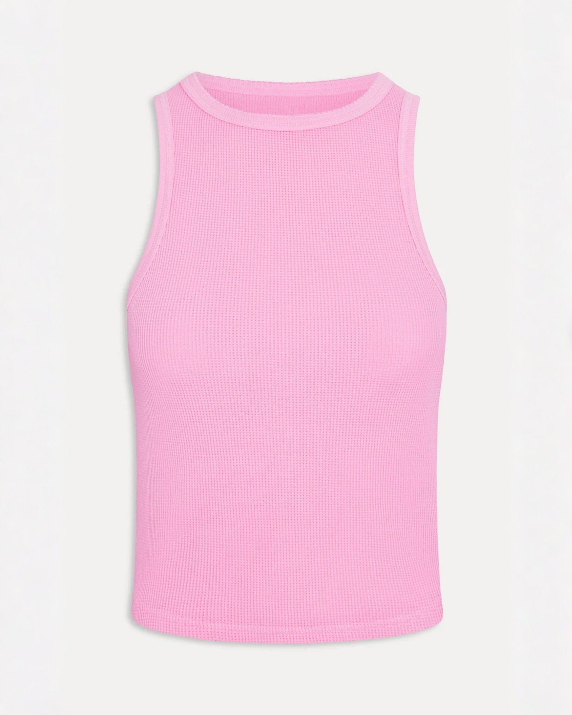 a waffle knit tank top in neon pink by Frankie Bikinis