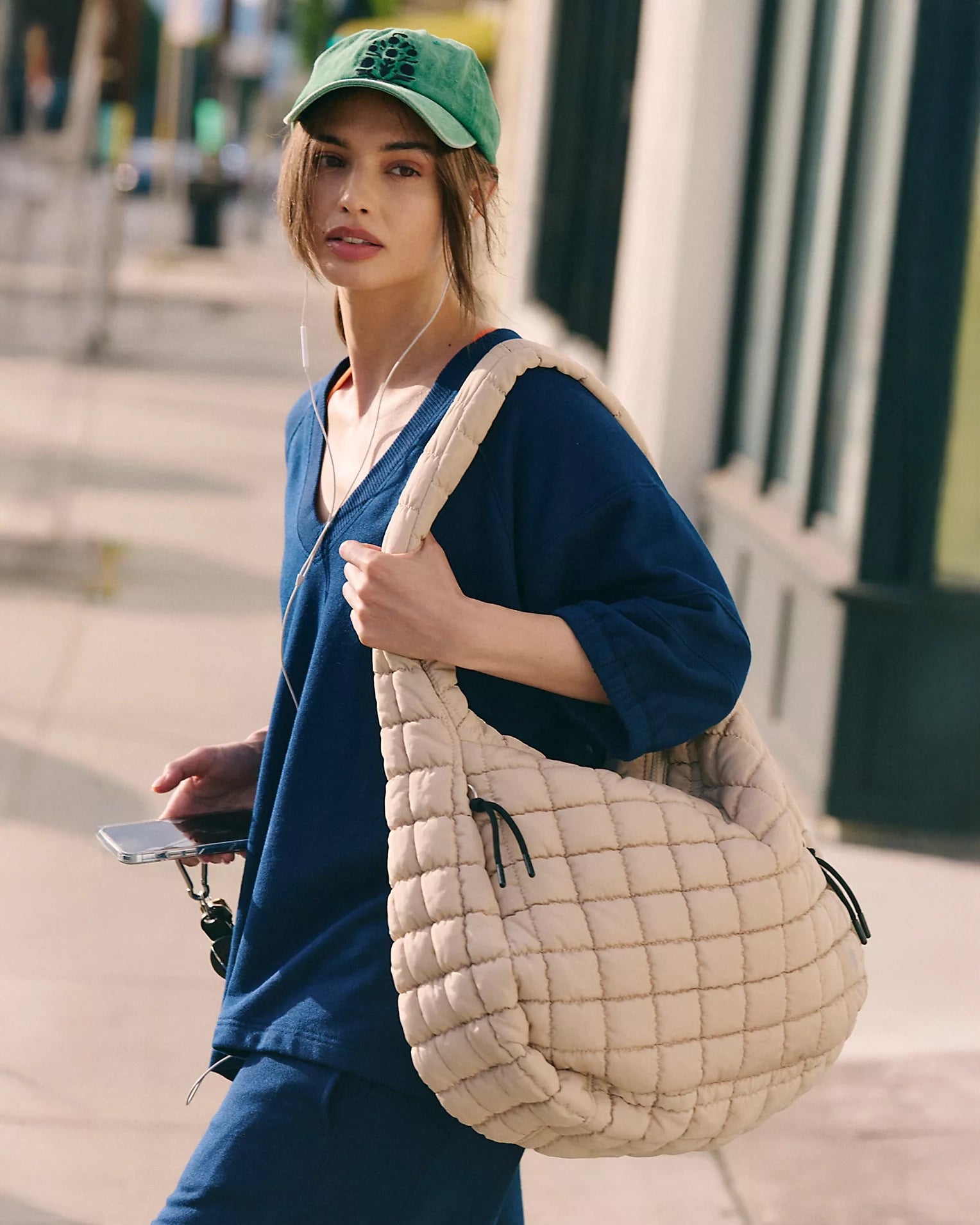 Free People Quilted Carryall Bag in Beige