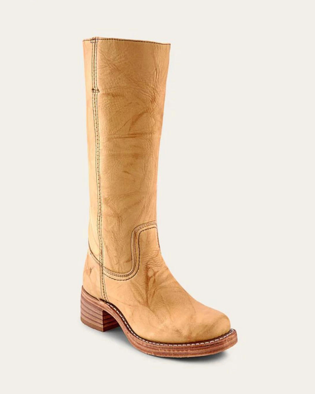 Yellow Tan Knee High Leather Campus Boots by Frye 