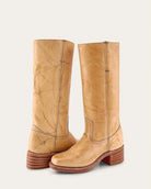 Yellow Tan Knee High Leather Campus Boots by Frye 