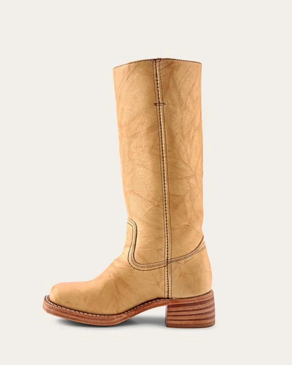Yellow Tan Knee High Leather Campus Boots by Frye 