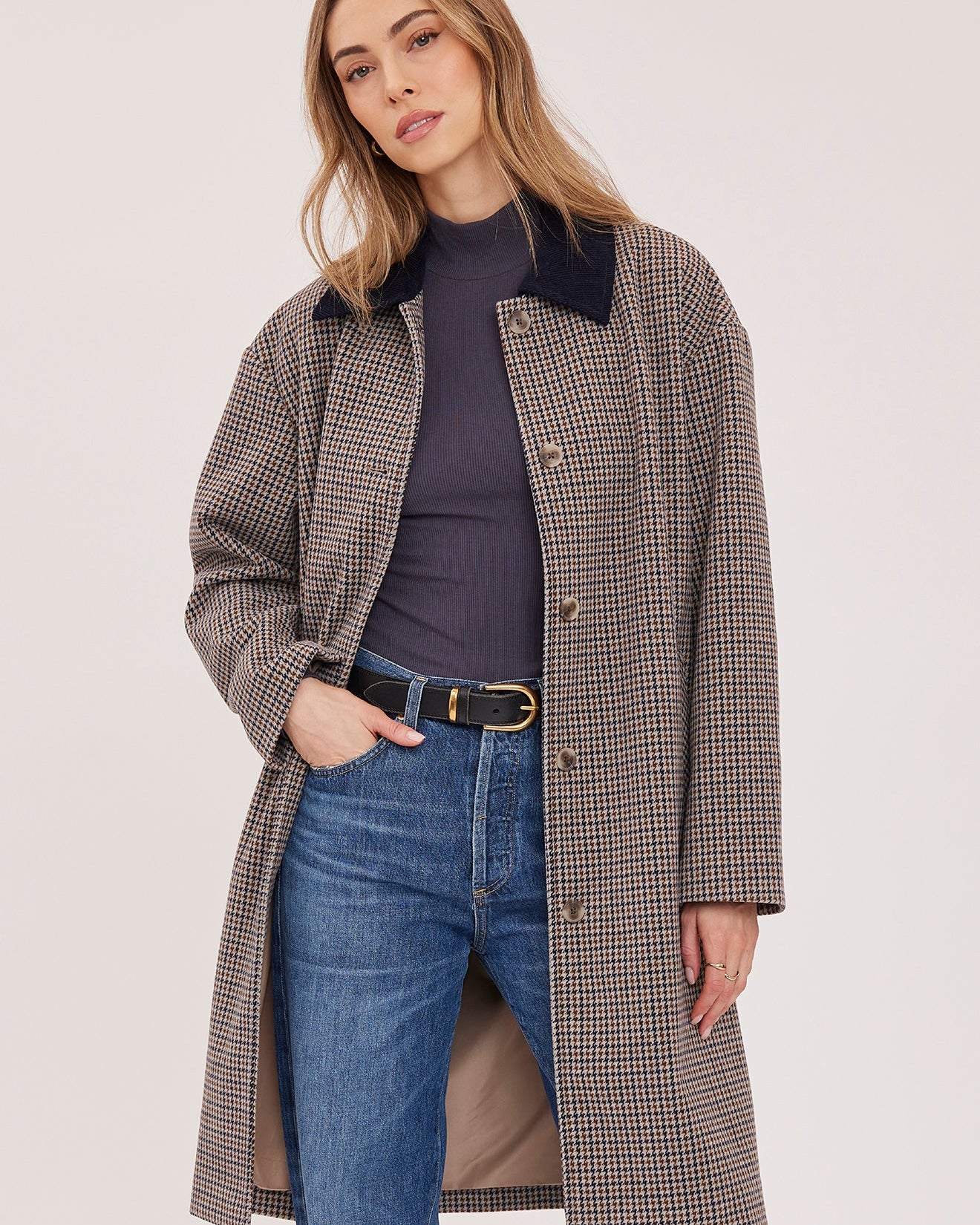 plaid midi jacket
