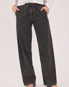 wide leg black denim pant