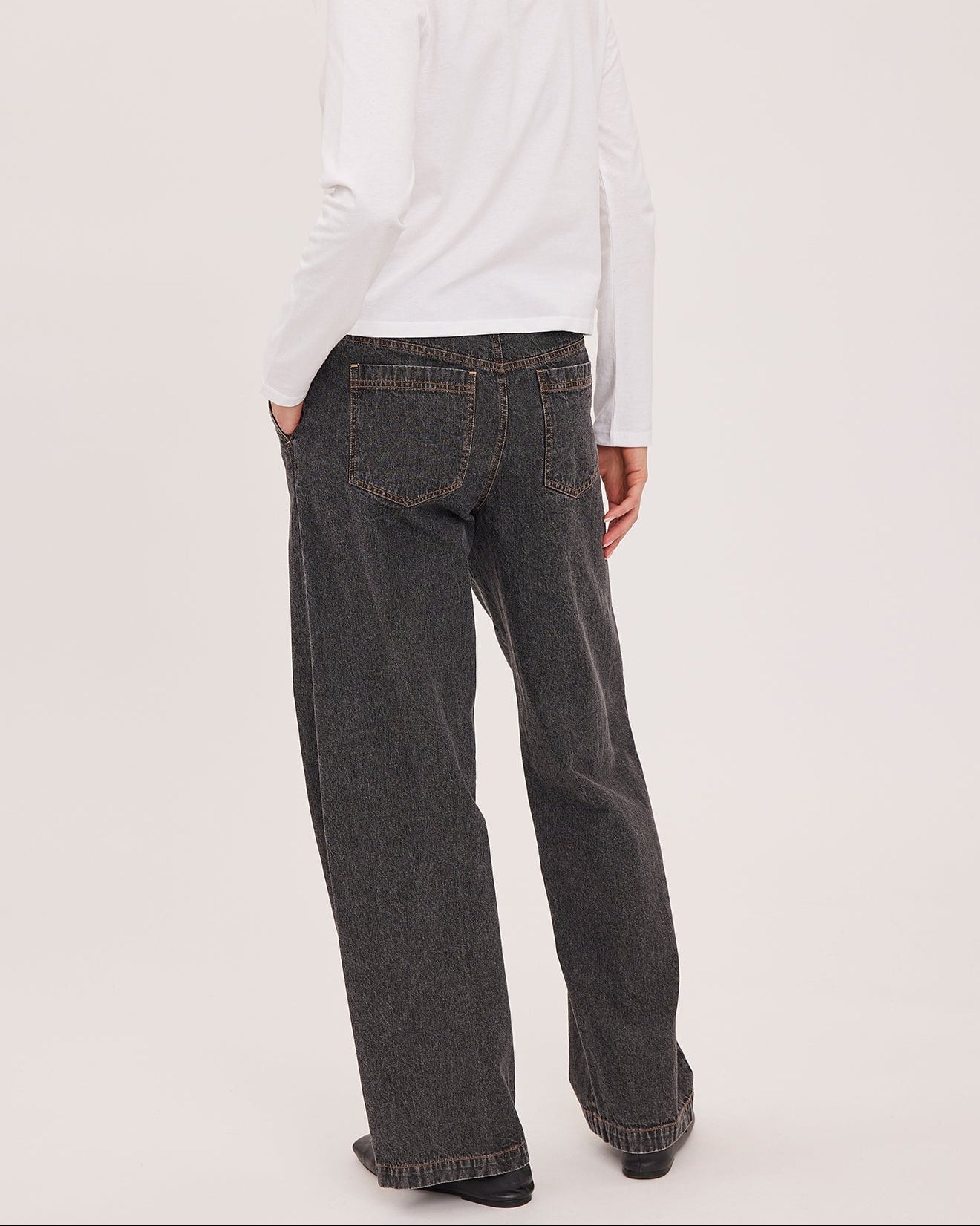 wide leg black denim pant
