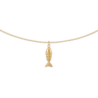 gold ball chain necklace with a fish pendant 