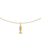 Gold fish pendant necklace on chain