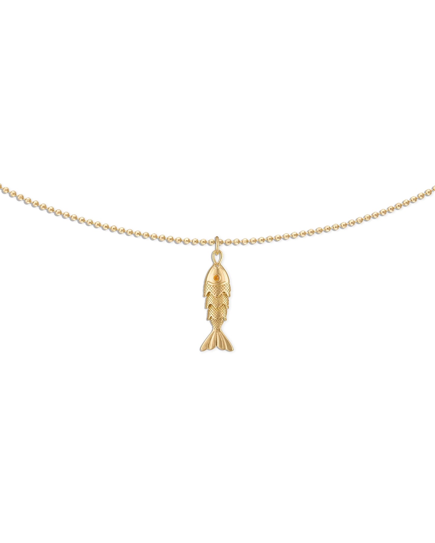 Gold fish pendant necklace on chain
