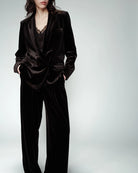 Grace & Mila Olive Velvet Trousers in Black