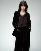 Grace & Mila Olive Velvet Trousers in Black