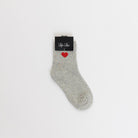 grey crew socks with a red heart on the side