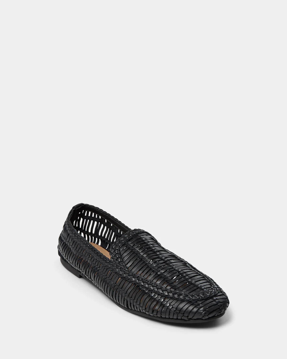 black woven loafer