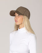 brown houndstooth baseball hat