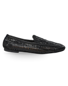 black woven loafer