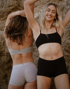 Two women in modal boxers and matching bralettes by Huha