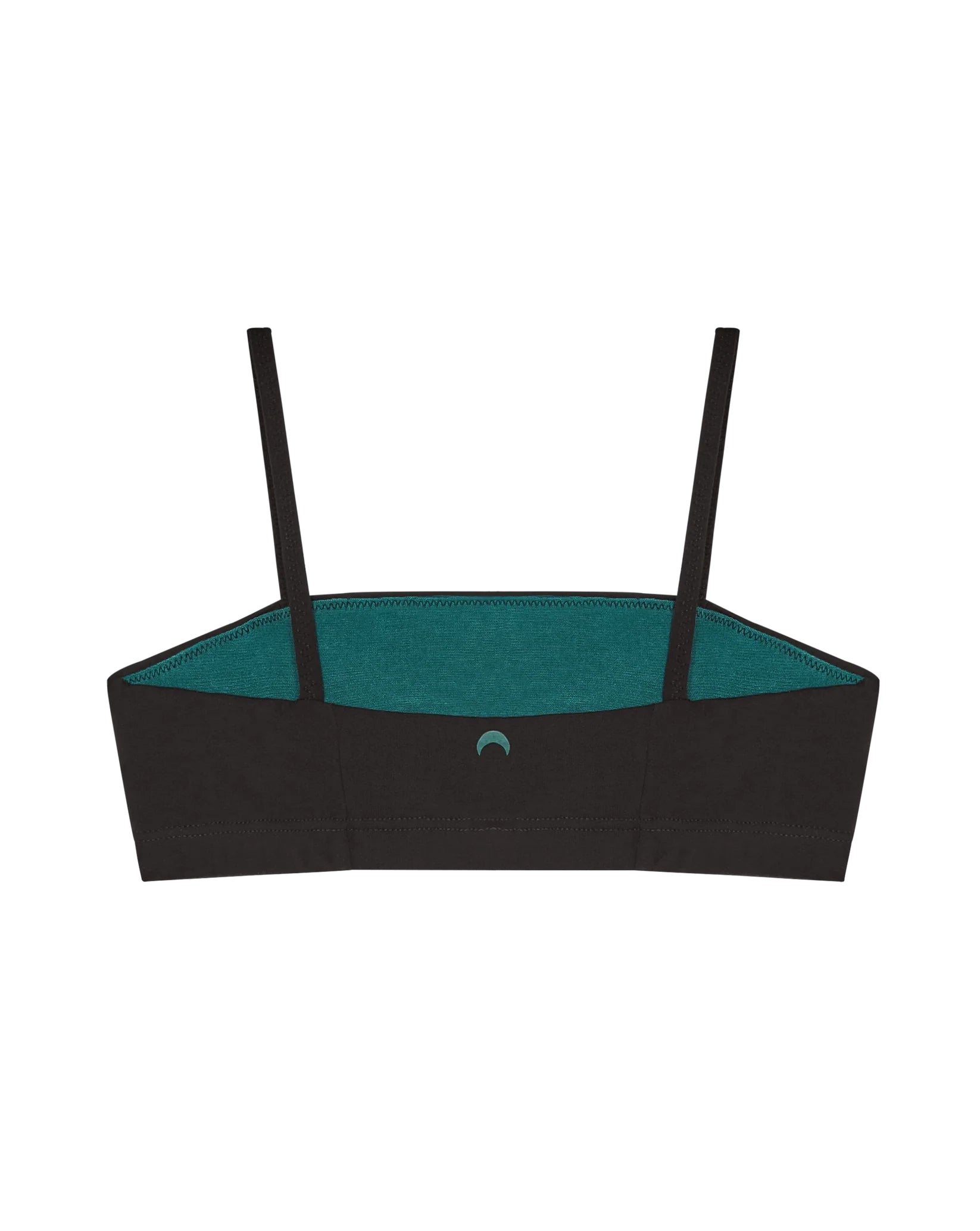 back view of a black bandeau sports modal bralette