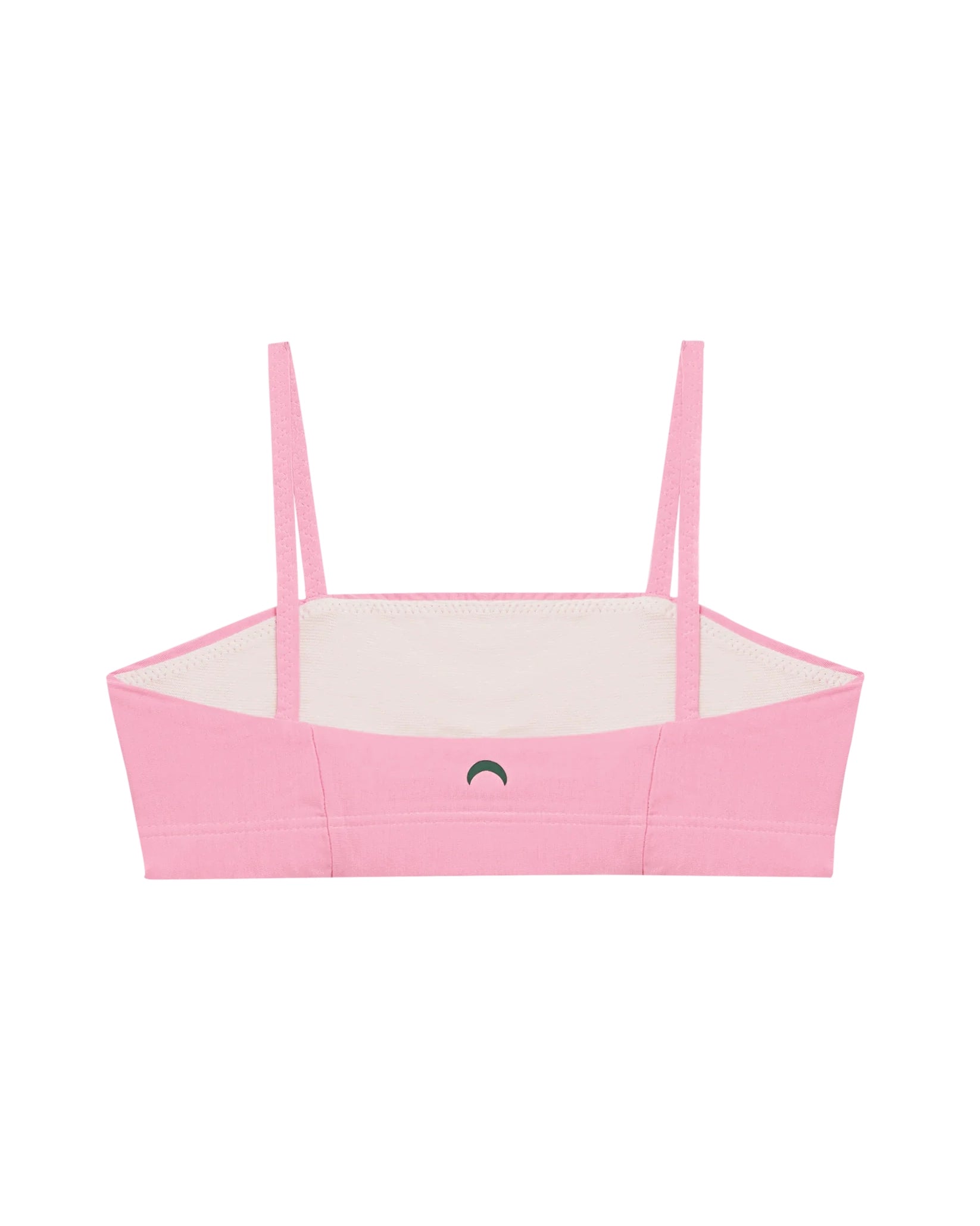 Backwards view of pink bandeau sports modal bralette