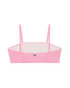 Backwards view of pink bandeau sports modal bralette