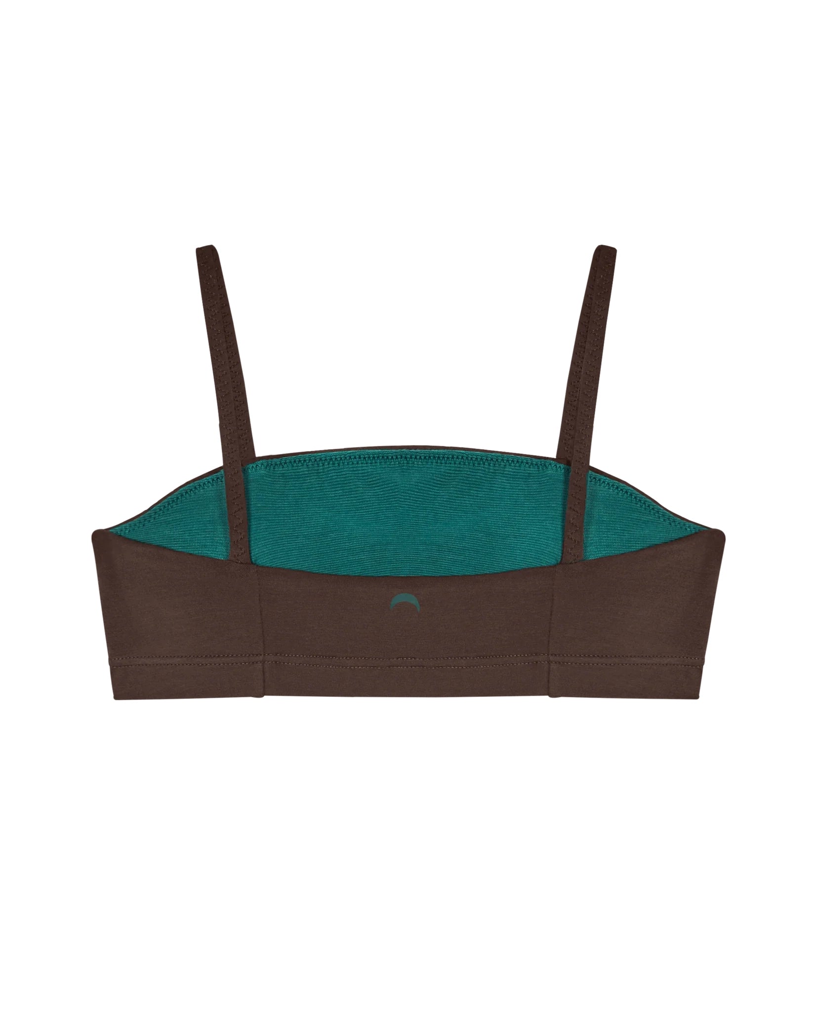 Backwards view of brown bandeau sports modal bralette