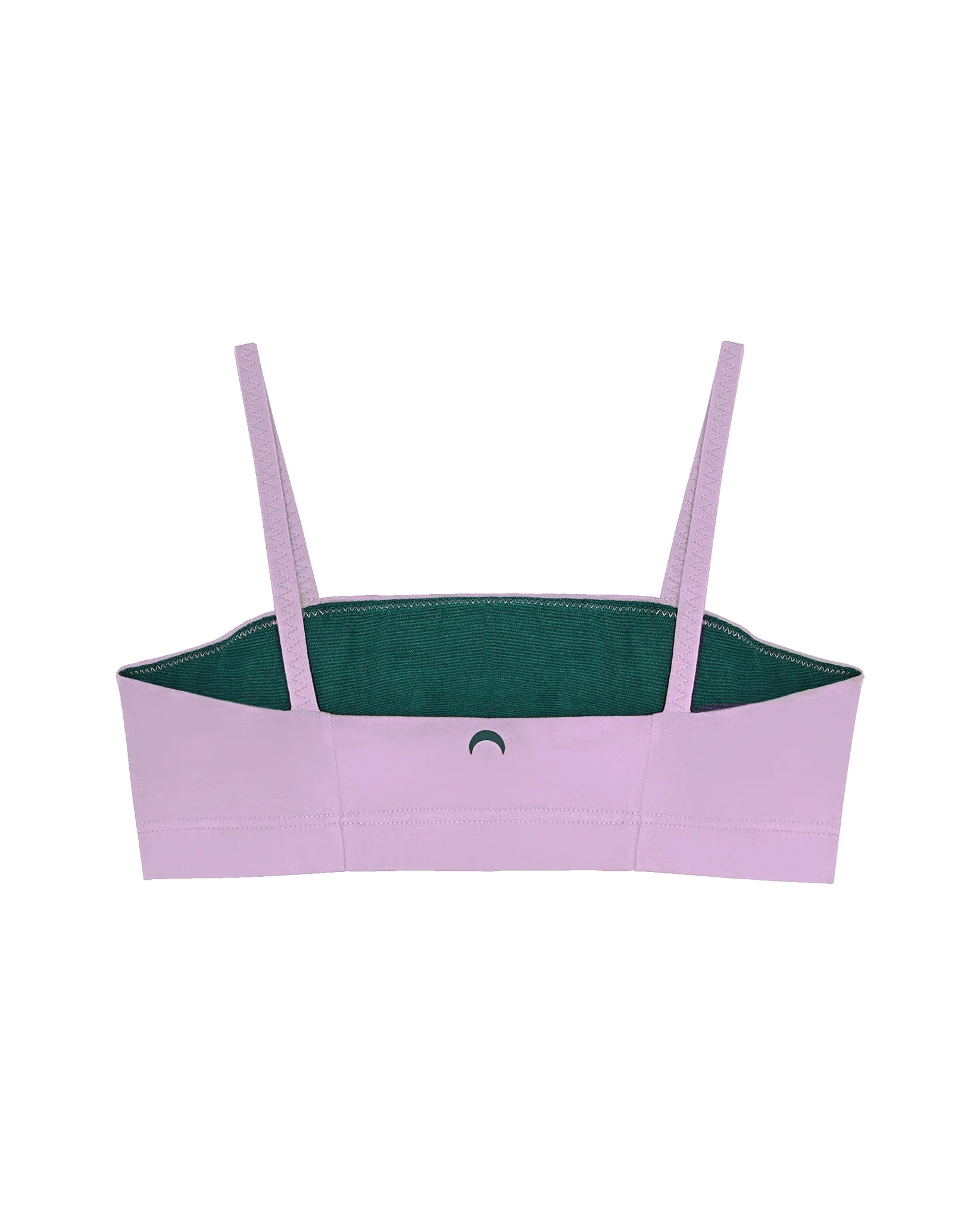 Backwards view of light purple bandeau sports modal bralette
