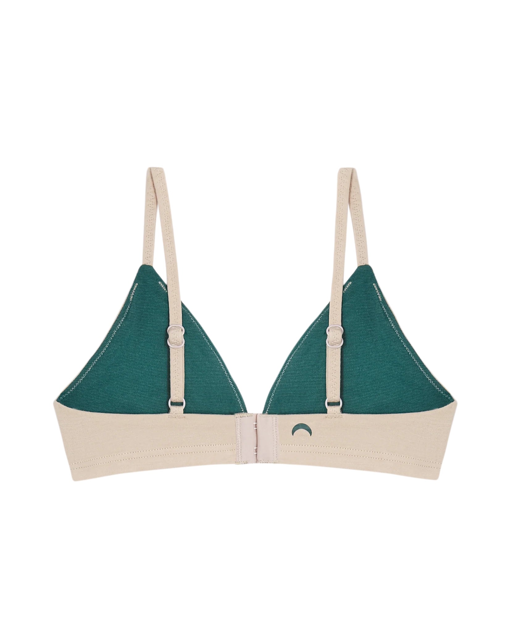 back view of beige triangle bralette by Huha