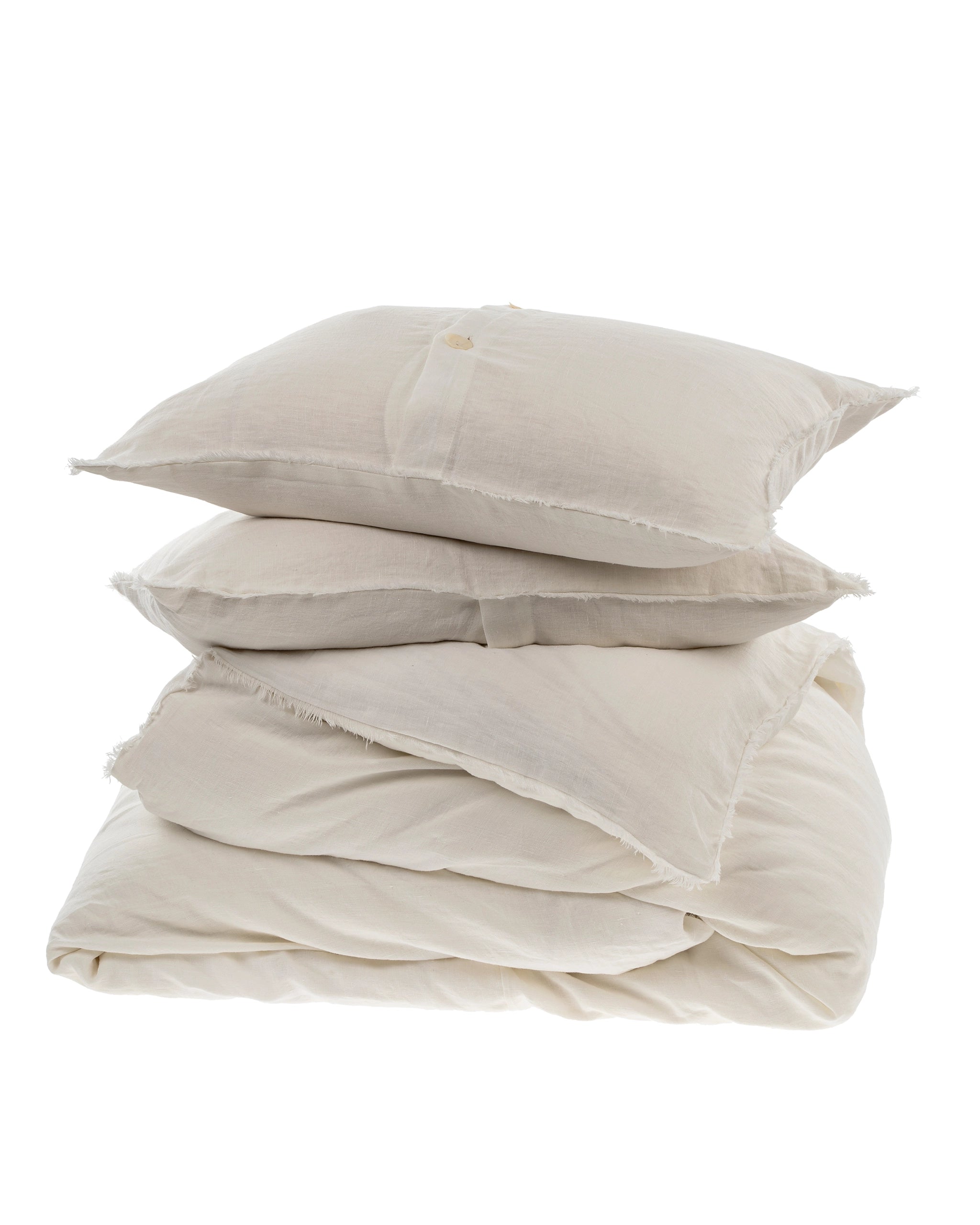 Ivory Linen Duvet Cover Set in Ivory