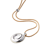 tan cord necklace with a chunky silver pendant 