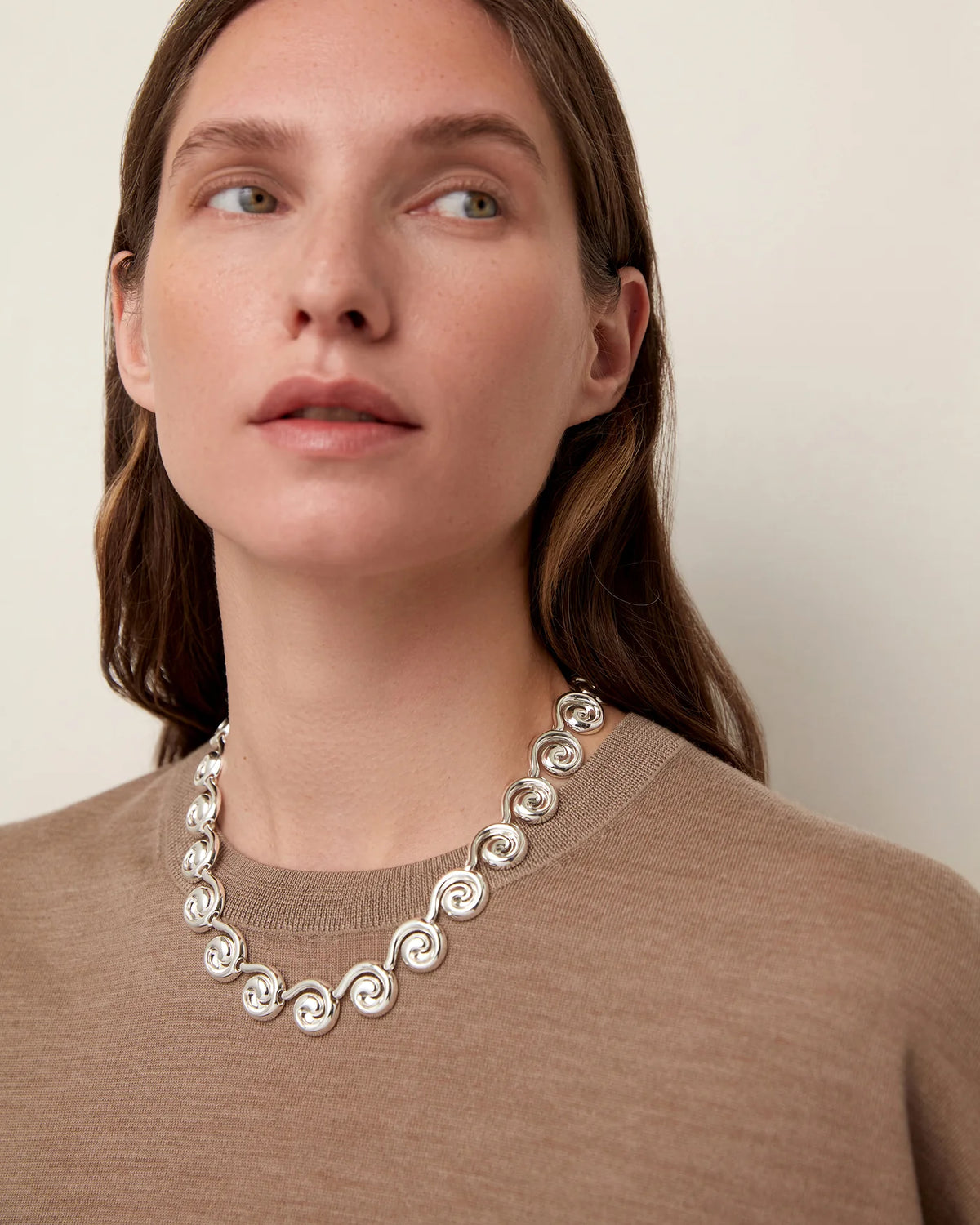 statement silver swirl necklace