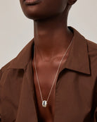 silver long necklace with pendant 