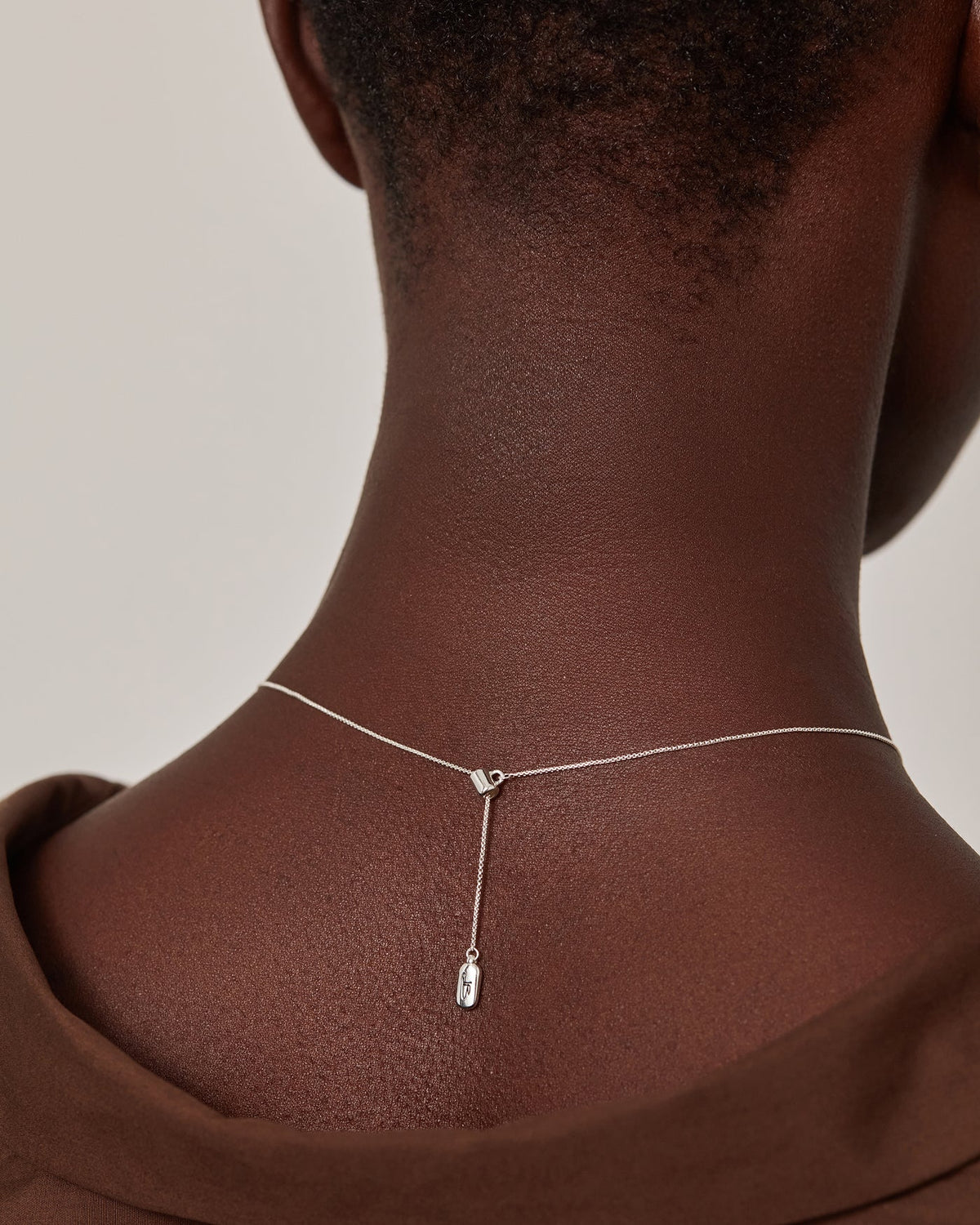 silver long necklace with pendant 