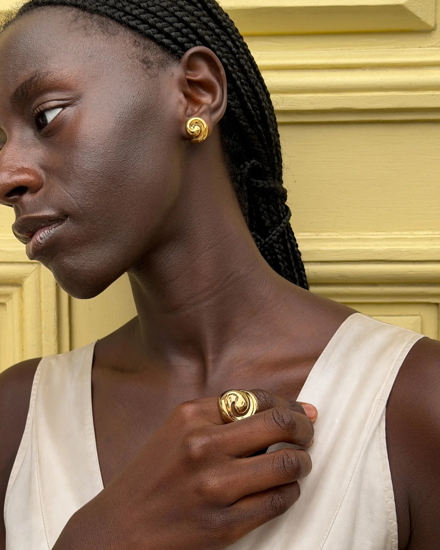 gold statement earrings