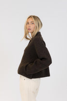 brown cardigan with collar