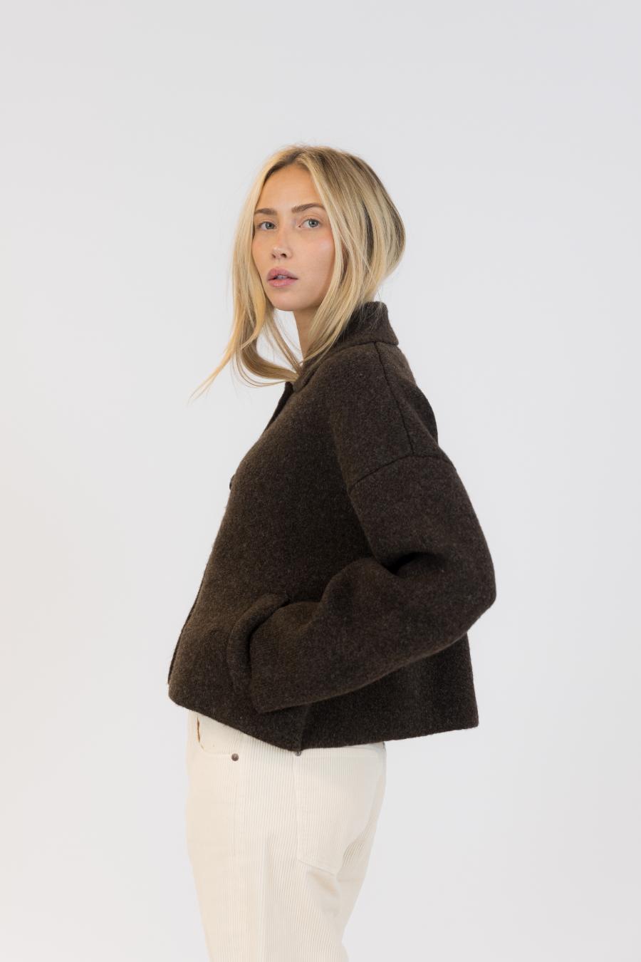 brown cardigan with collar