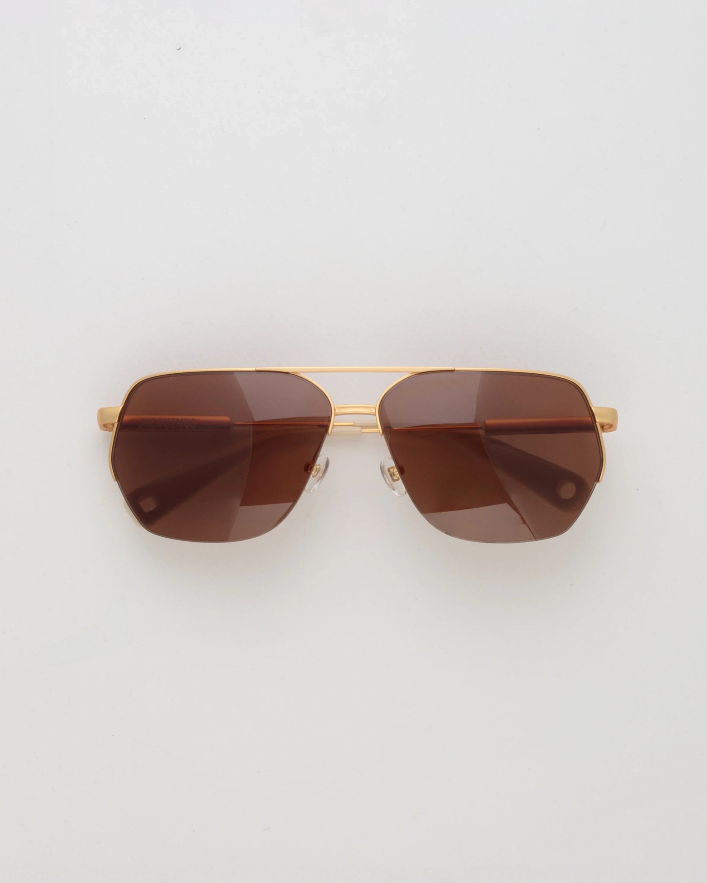 Jaquemus Aviator Sunglasses in Gold with Brown Lenses