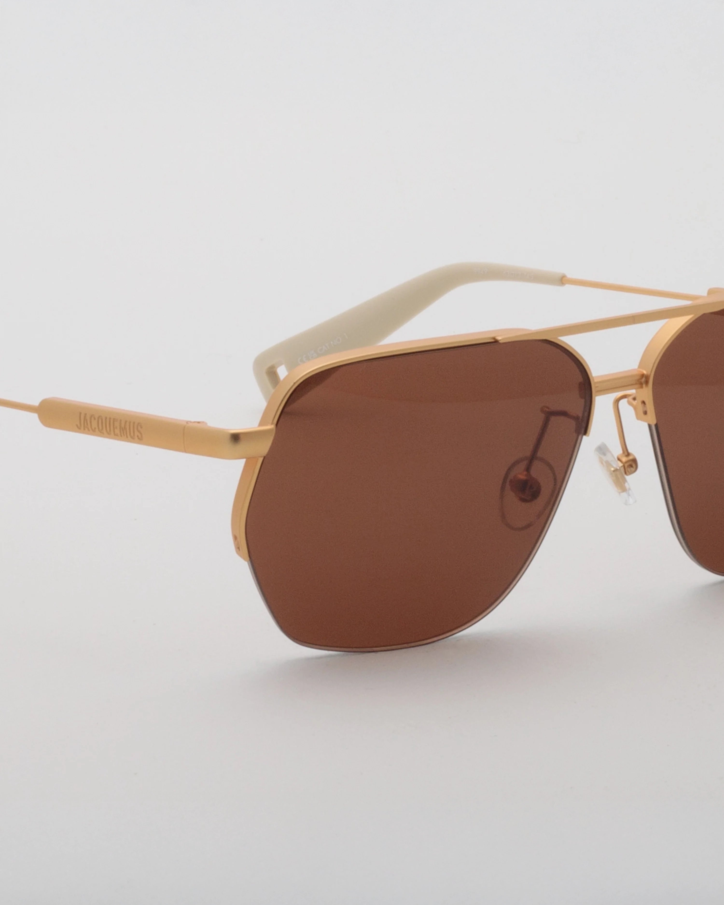 Jaquemus Aviator Sunglasses in Gold with Brown Lenses