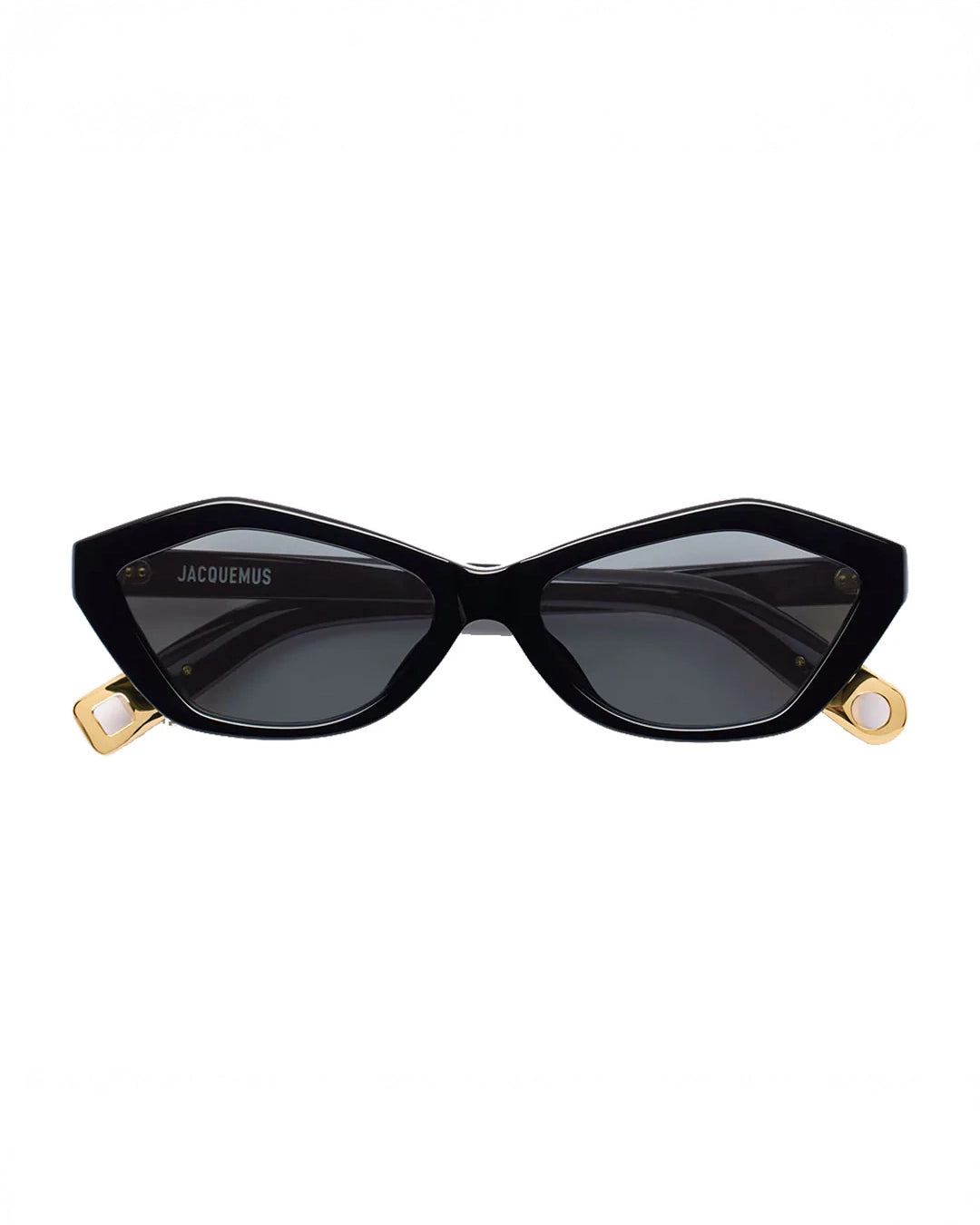 Jaquemus Bambino Angular Sunglasses in Black with Gold Details