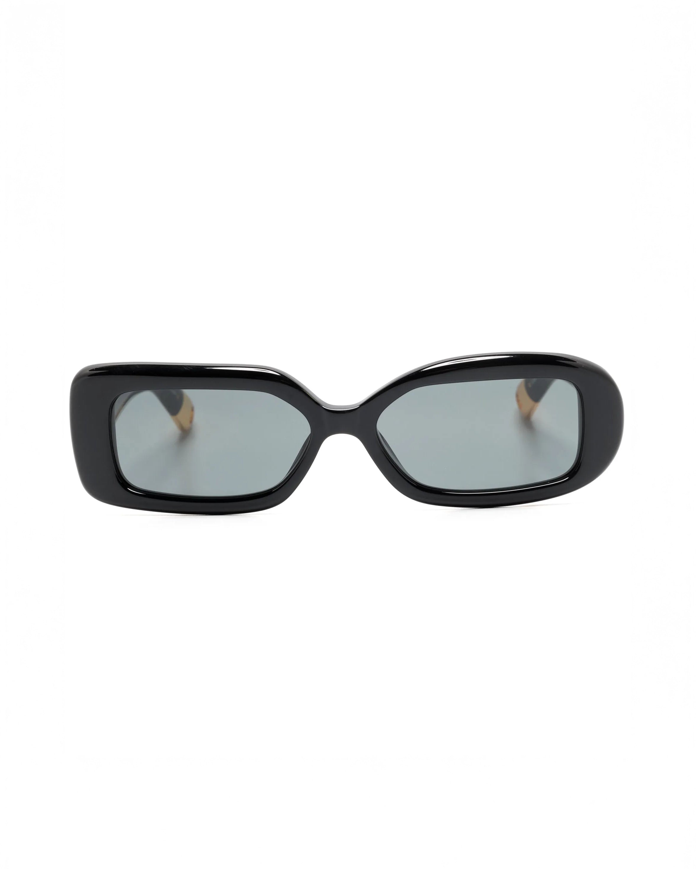 Jaquemus Rond Carre Sunglasses in Black with gold detail