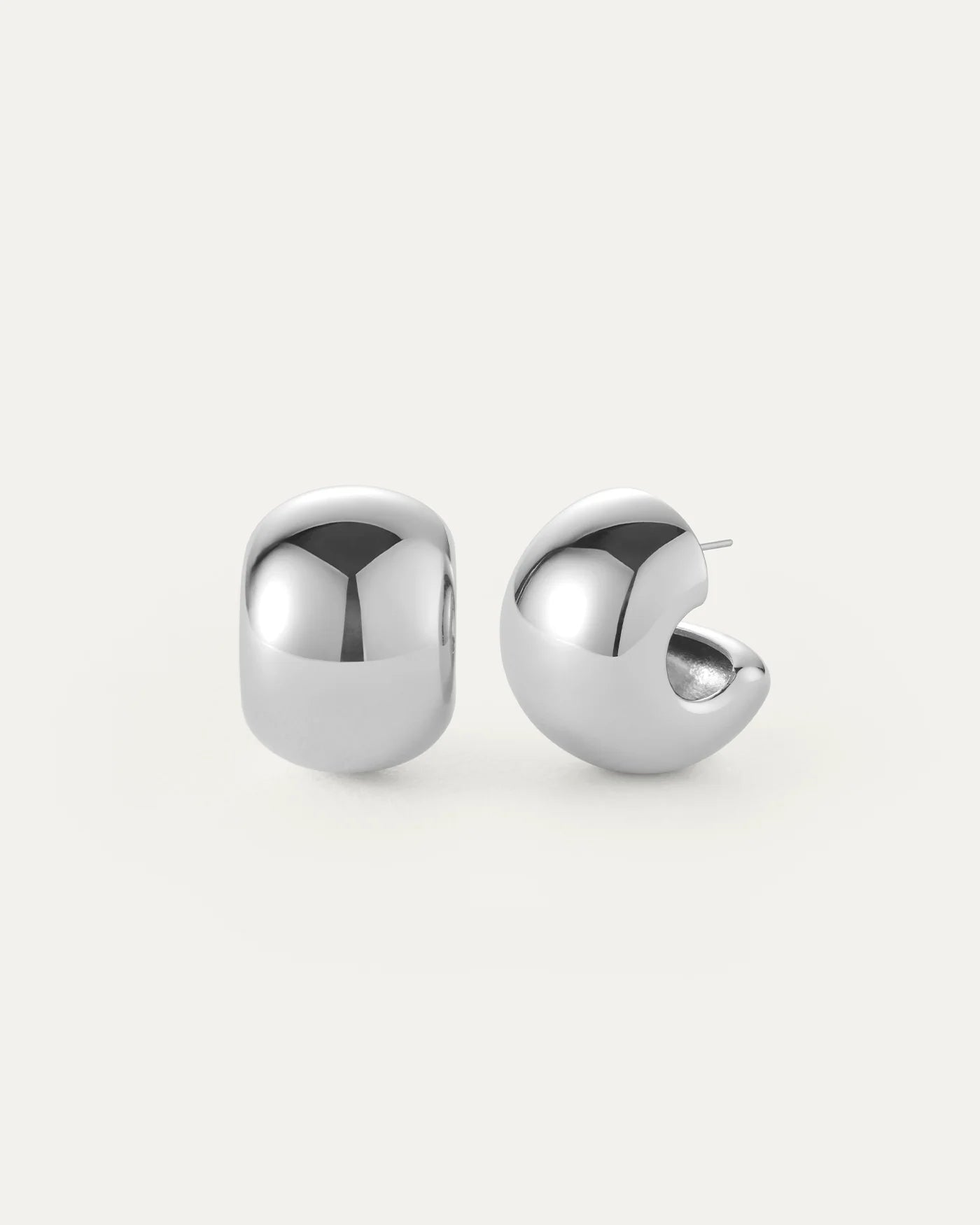 Chunky Statement Hoop Earrings in Silver