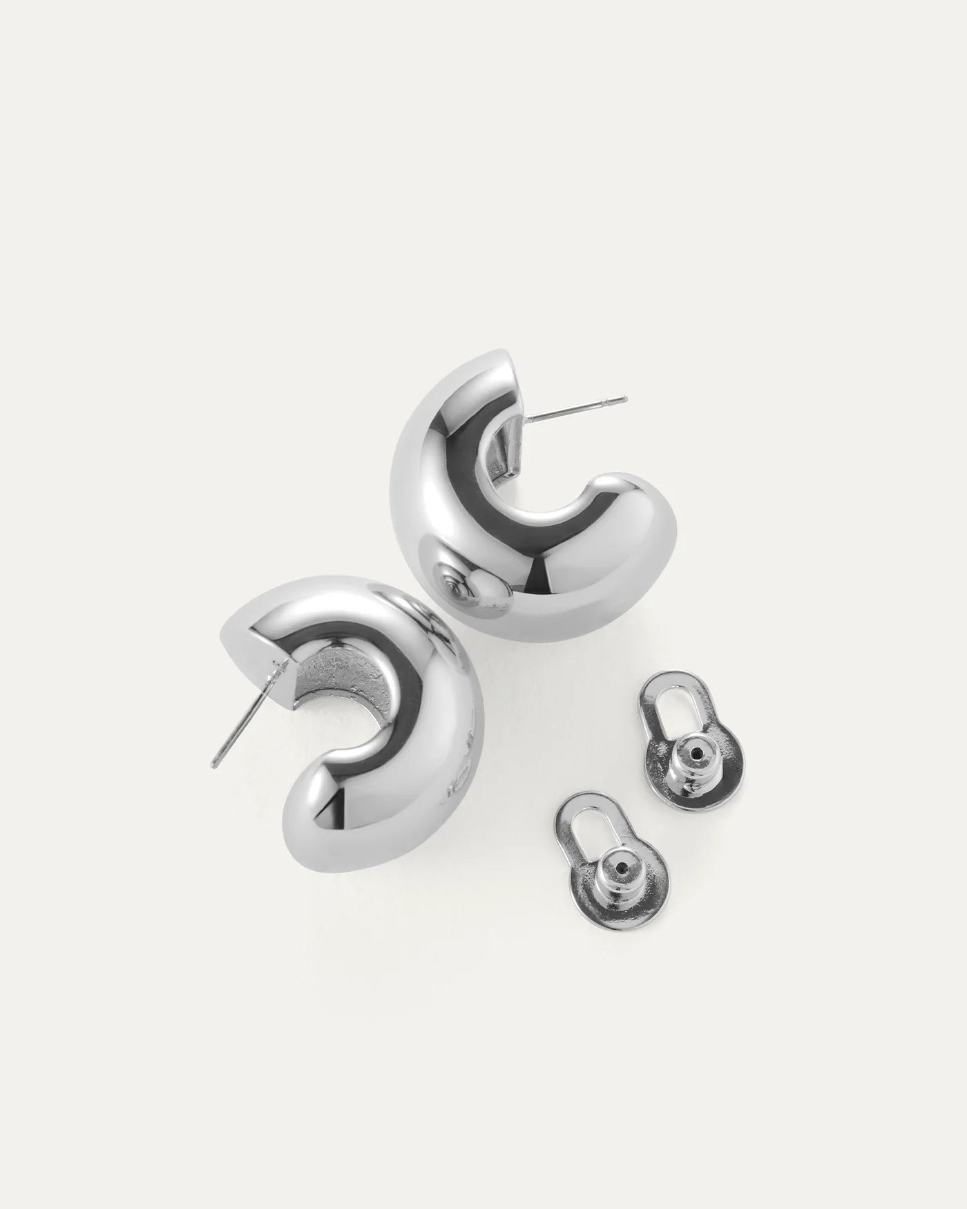 Chunky Statement Hoop Earrings in Silver