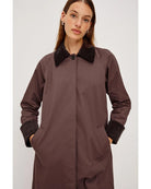 brown midi coat with brown collar