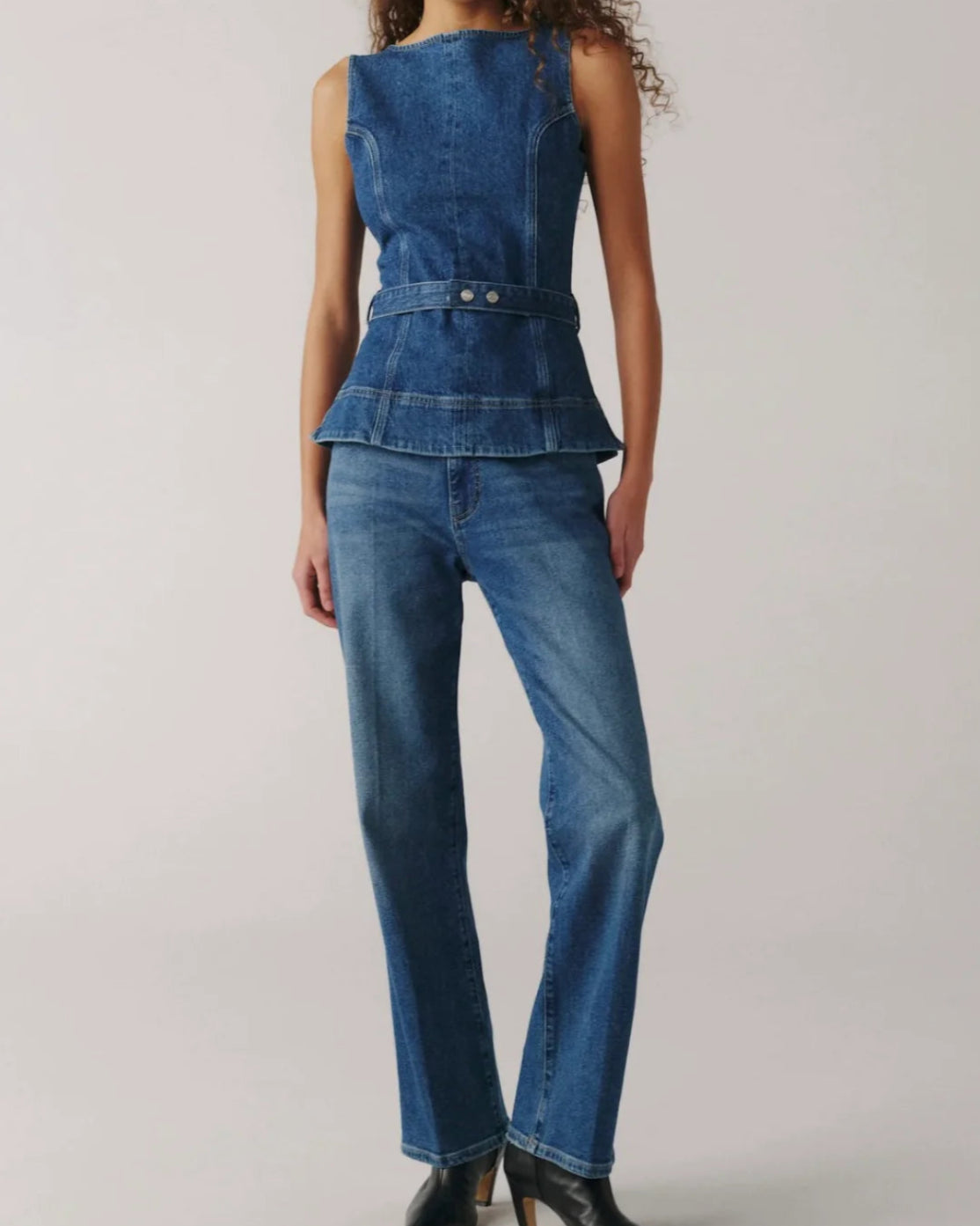 sleeveless denim top