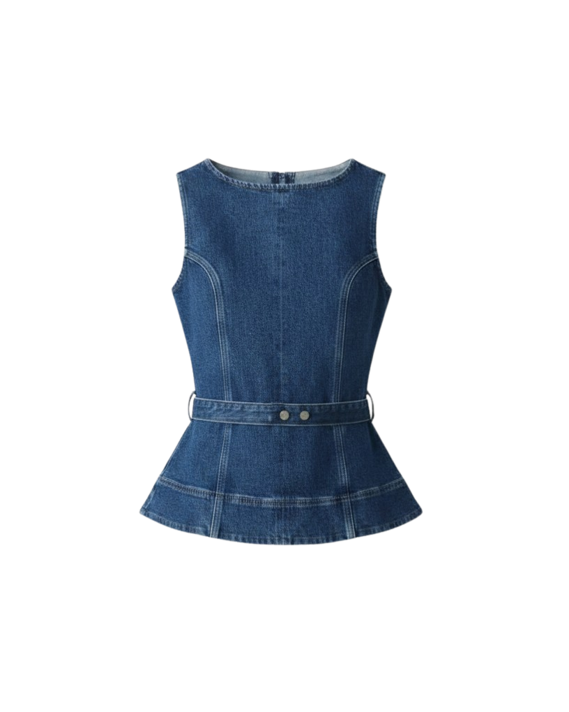 denim sleeveless top