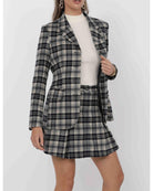 blazer in a navy and cream plaid