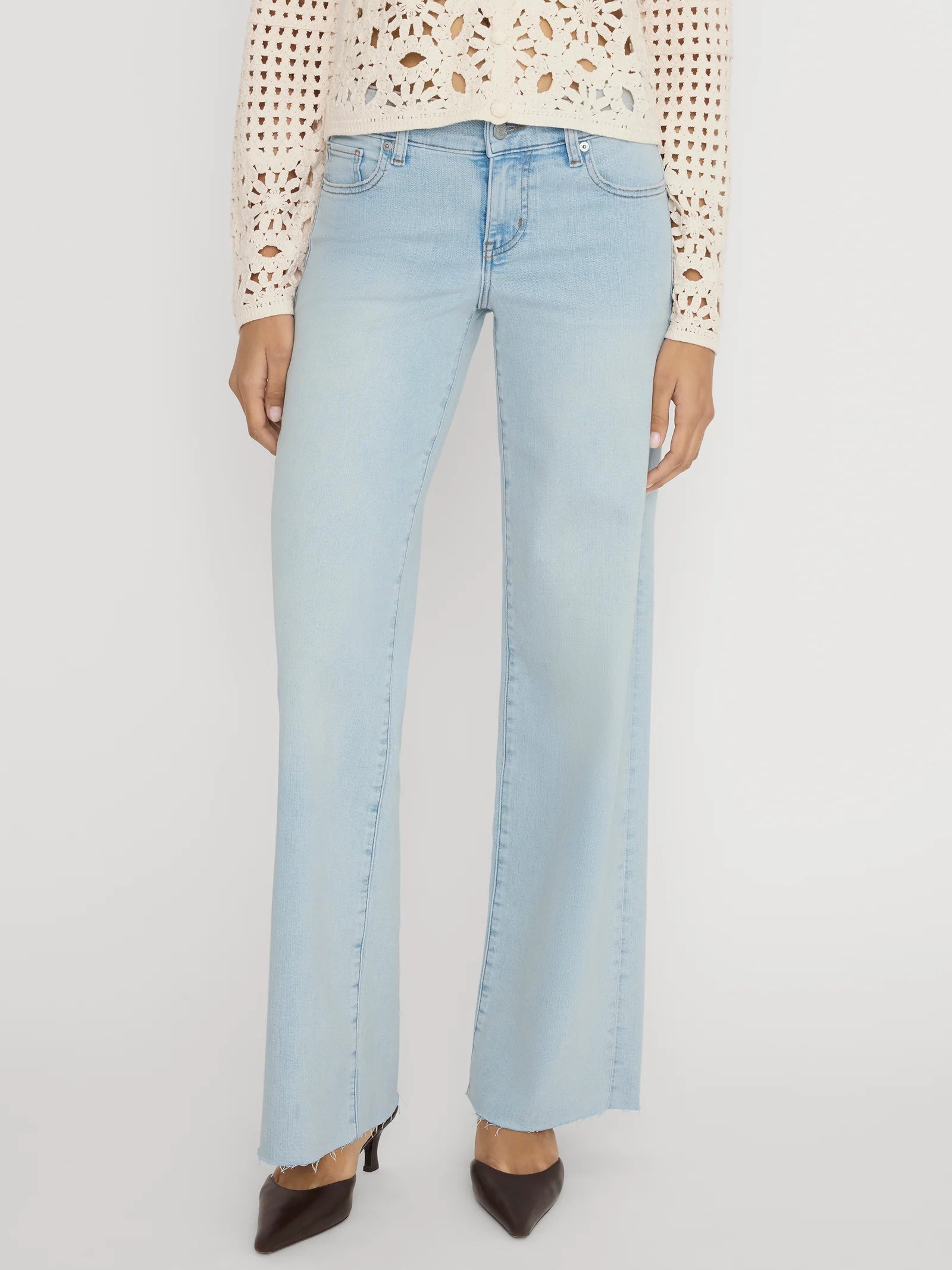 Le Slim Palazzo jeans by Frame in Preen Raw After light wash colour