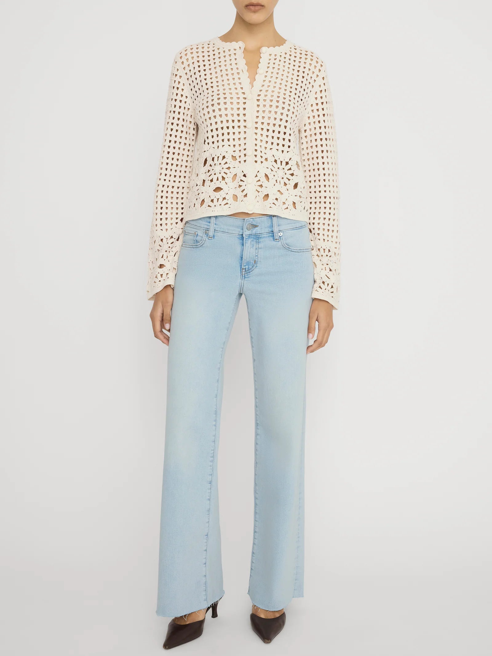 Le Slim Palazzo jeans by Frame in Preen Raw After light wash colour