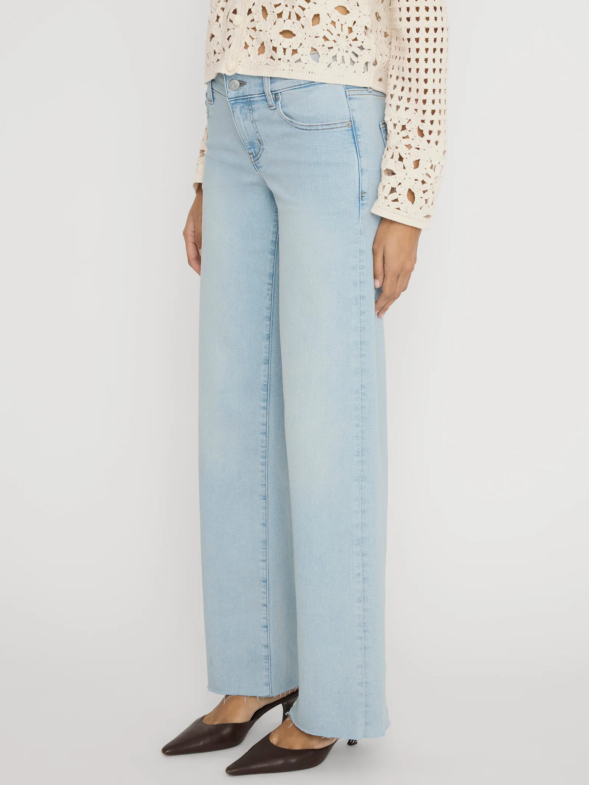 Le Slim Palazzo jeans by Frame in Preen Raw After light wash colour